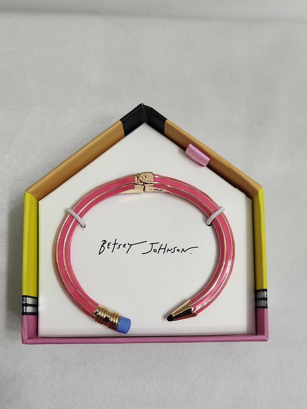 Betsey Johnson Pink Pencil Bracelet with Gold Accents